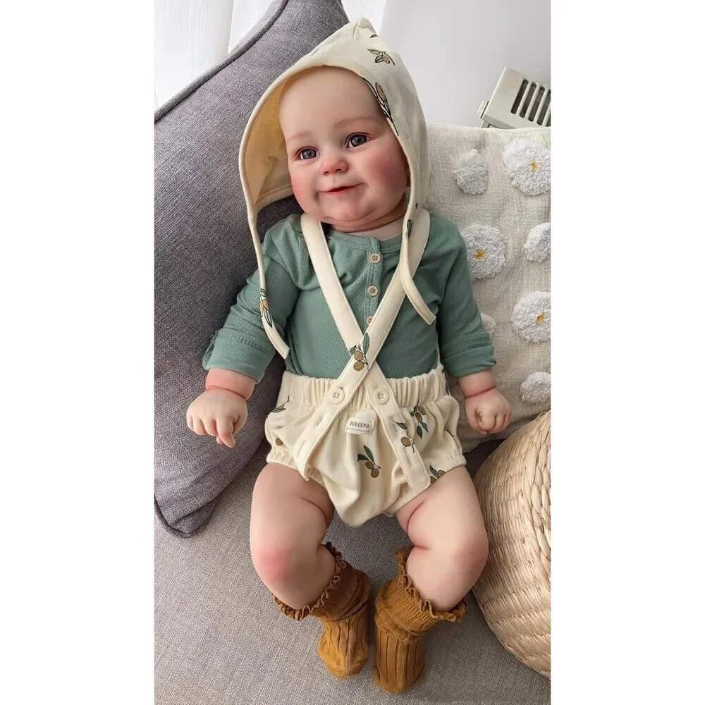🆕20Inch Soft Cloth Body Newborn Baby Poseable Limbs  Green Lila Heart Girl Baby